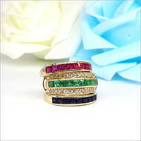 14k Gold  Natural Emerald Ring Excellent