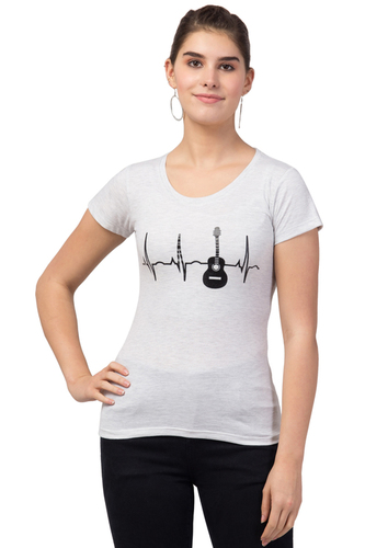 Ladies Guitar Grey T-shirt for Girls & Women