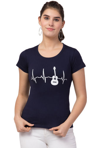 Ladies Guitar Navy T-shirt for Girls & Women