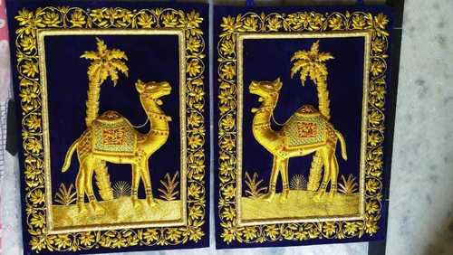 Zari Embroidered Camel Jewel Carpet Backing Material: Lining