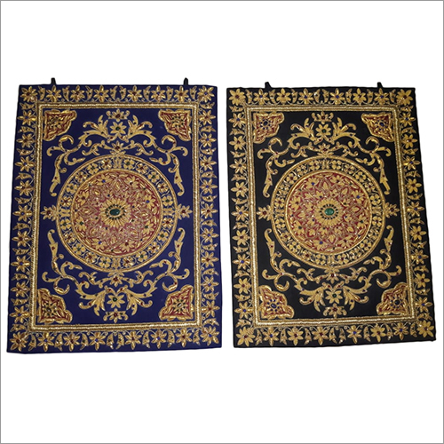 Zari Hand Embroidered Wall Hanging Jewel Carpet - 1.5x2 Feet, Customized Colors & Sizes, Lining Backing, Kashmiri Design