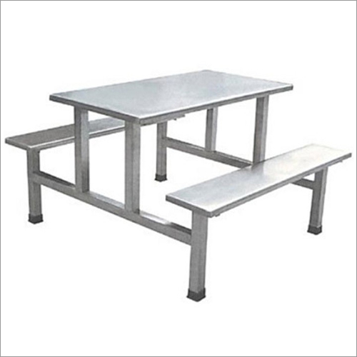 SS Canteen Dining Table with Attached Bench