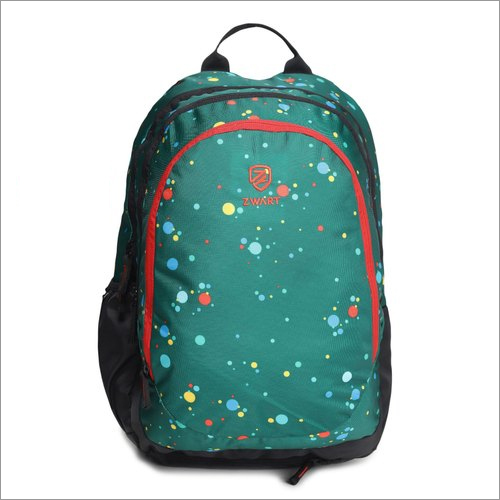 Black Polka Dots Green School Bag