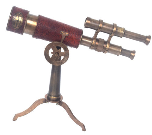 9 Handheld Brass Telescope - Nautical Pirate Spy Glass with Wood Box