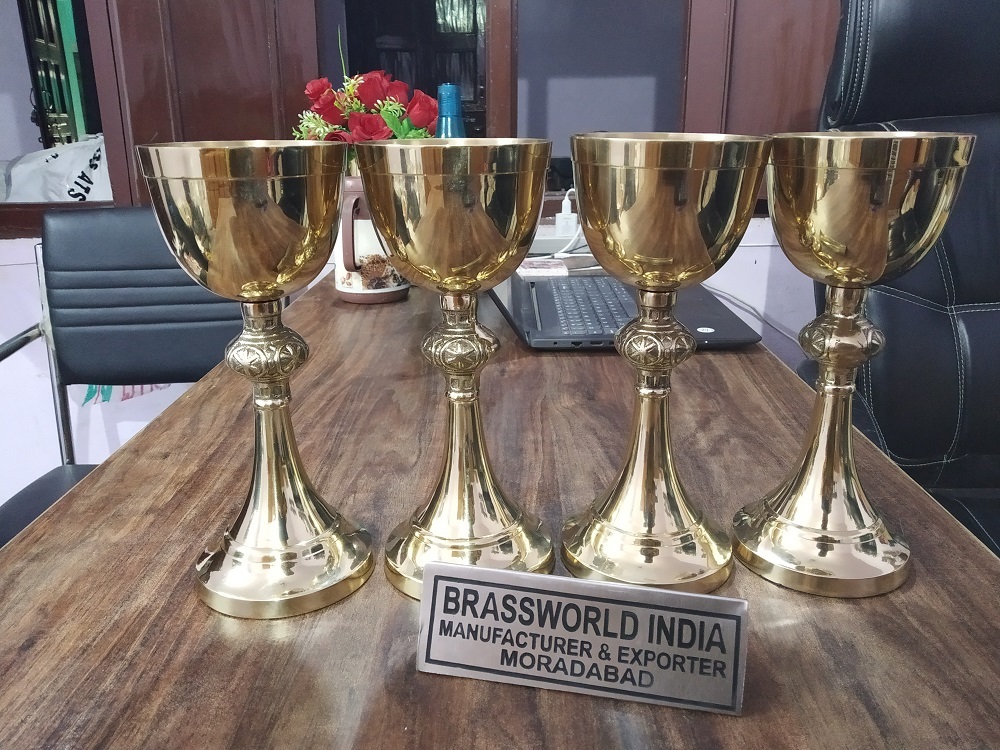 Brass Gold Engraved Chalice And Paten Church Supplies