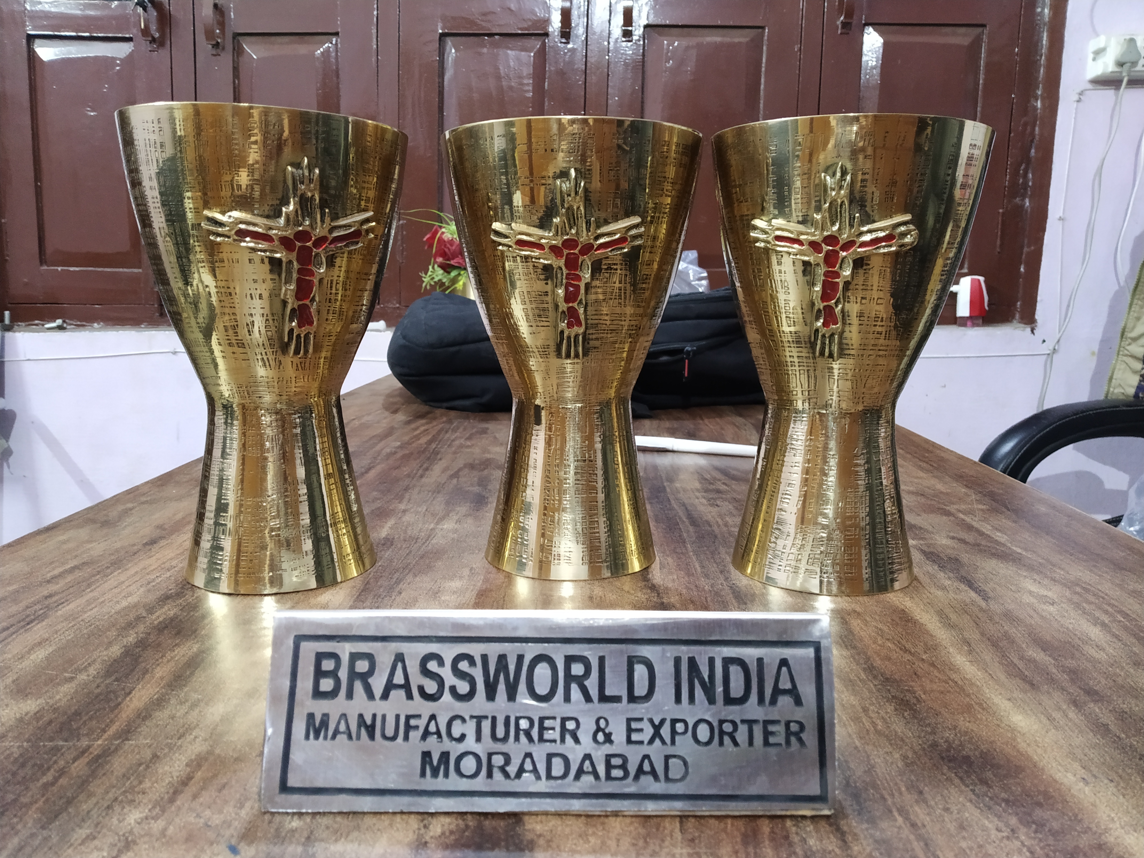 Brass Gold Engraved Chalice And Paten Church Supplies
