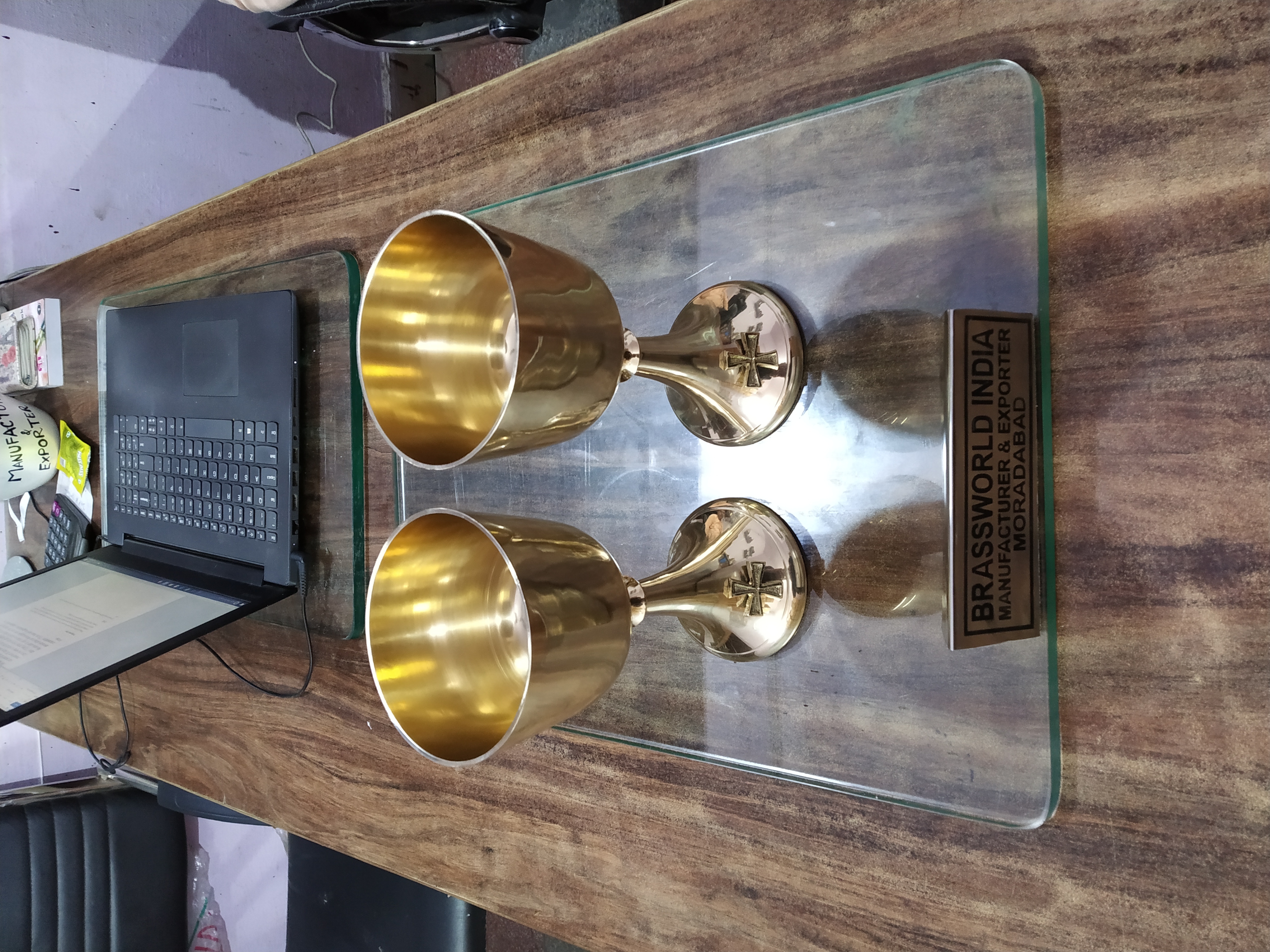 Brass Gold Engraved Chalice And Paten Church Supplies