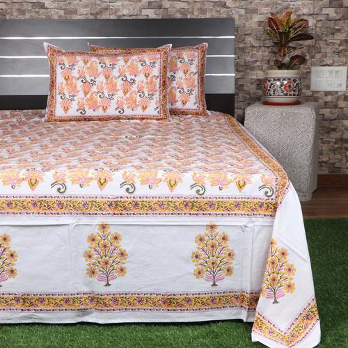Jaipuri Hand Block Printed Cotton  Bedsheet