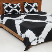 Black White Dyed Handmade Cotton Bedsheet