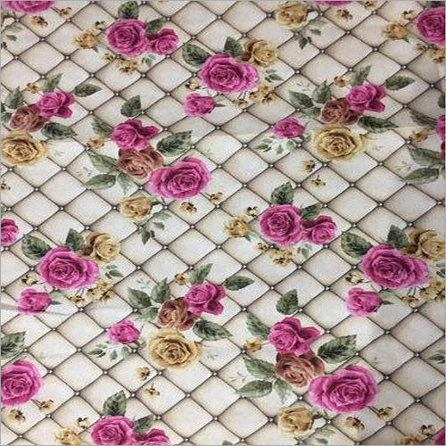 Cream Floral Printed Jute Fabric