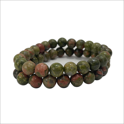 Unakite Bracelet - Natural Unakite Round Beads, Elastic String | Fashionable Unisex Jewelry for Grounding, Spirituality, and Emotional Balance