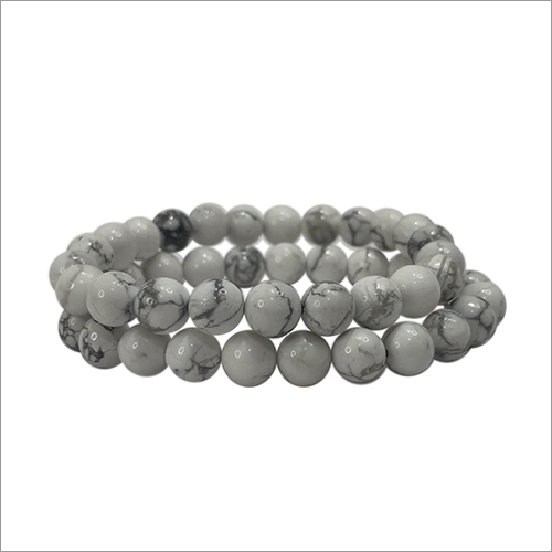 Howlite Bracelet - Genuine Howlite Stone Beads on Elastic Yarn , Unisex Fashion Statement for Praying, Worship, and Japam