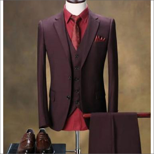Maroon Mens Formal 3 Pcs Suit
