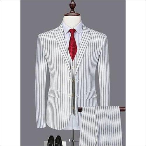 White Mens 3 Pcs Lining Suit