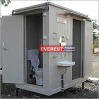 Prefab Toilet - Steel & Composite Panels, Customizable Dimension, Light Gray, Double Metal Doors, Sliding Glass Window, Sound & Thermal Insulation, 25+ Year Lifespan