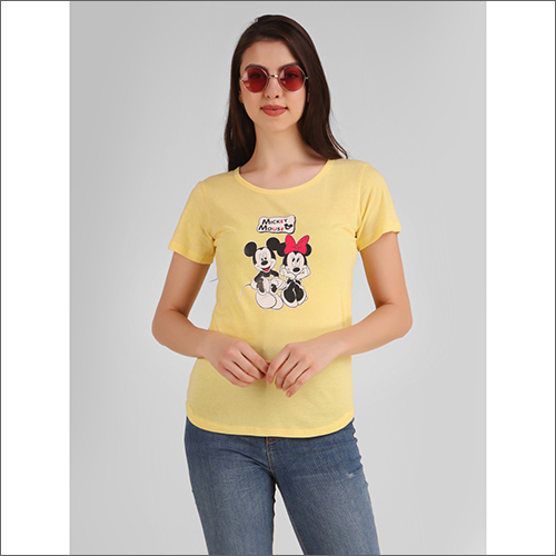 Ladies Printed Yellow T-Shirt