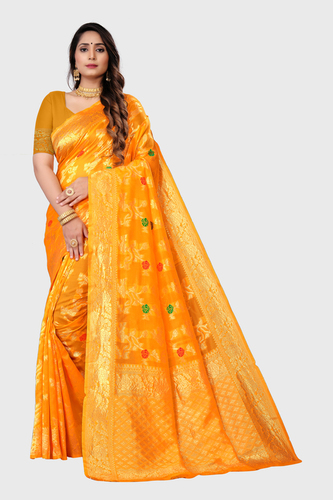 Indian Yellow Color Jacquard Saree