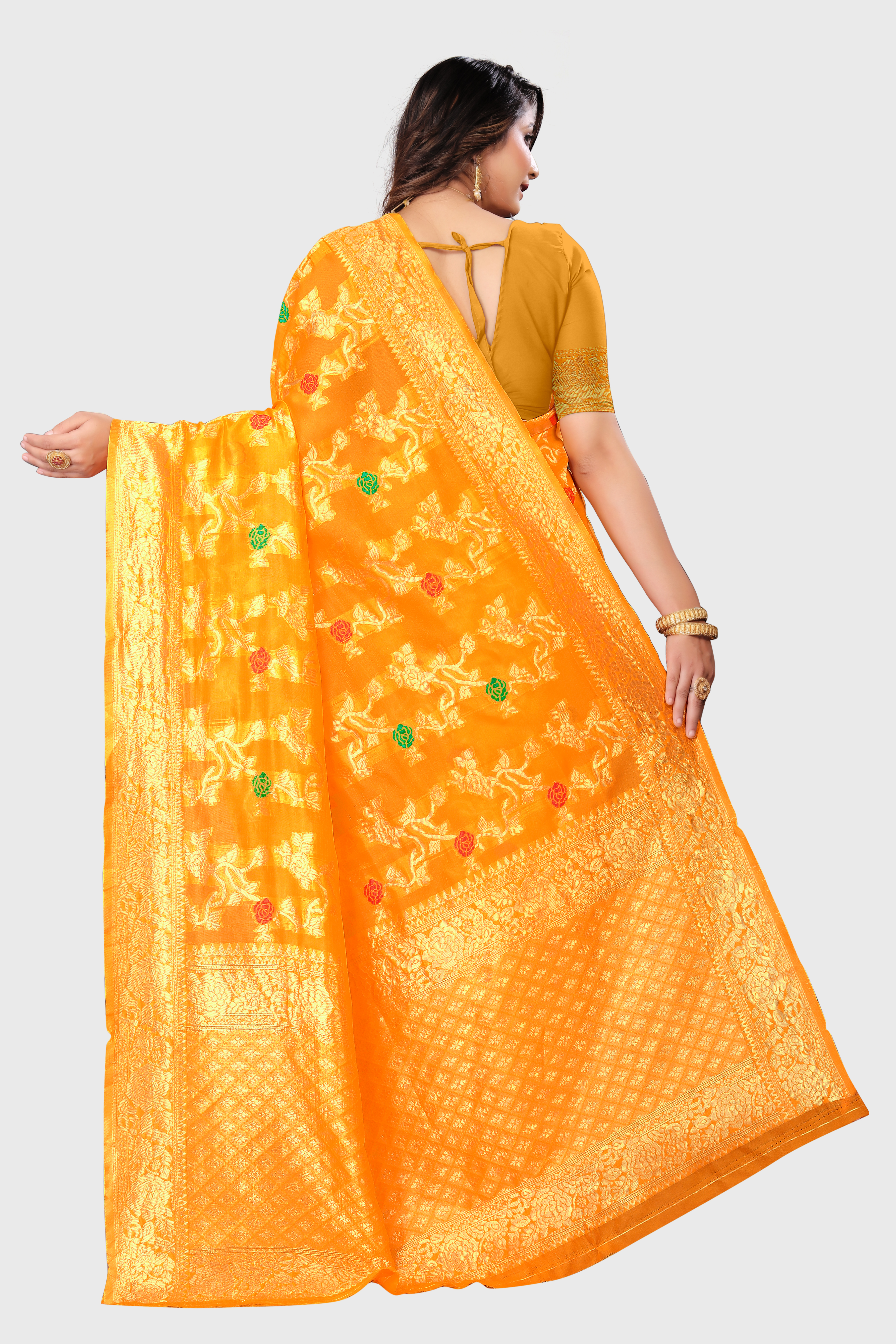 Yellow Color Jacquard Saree