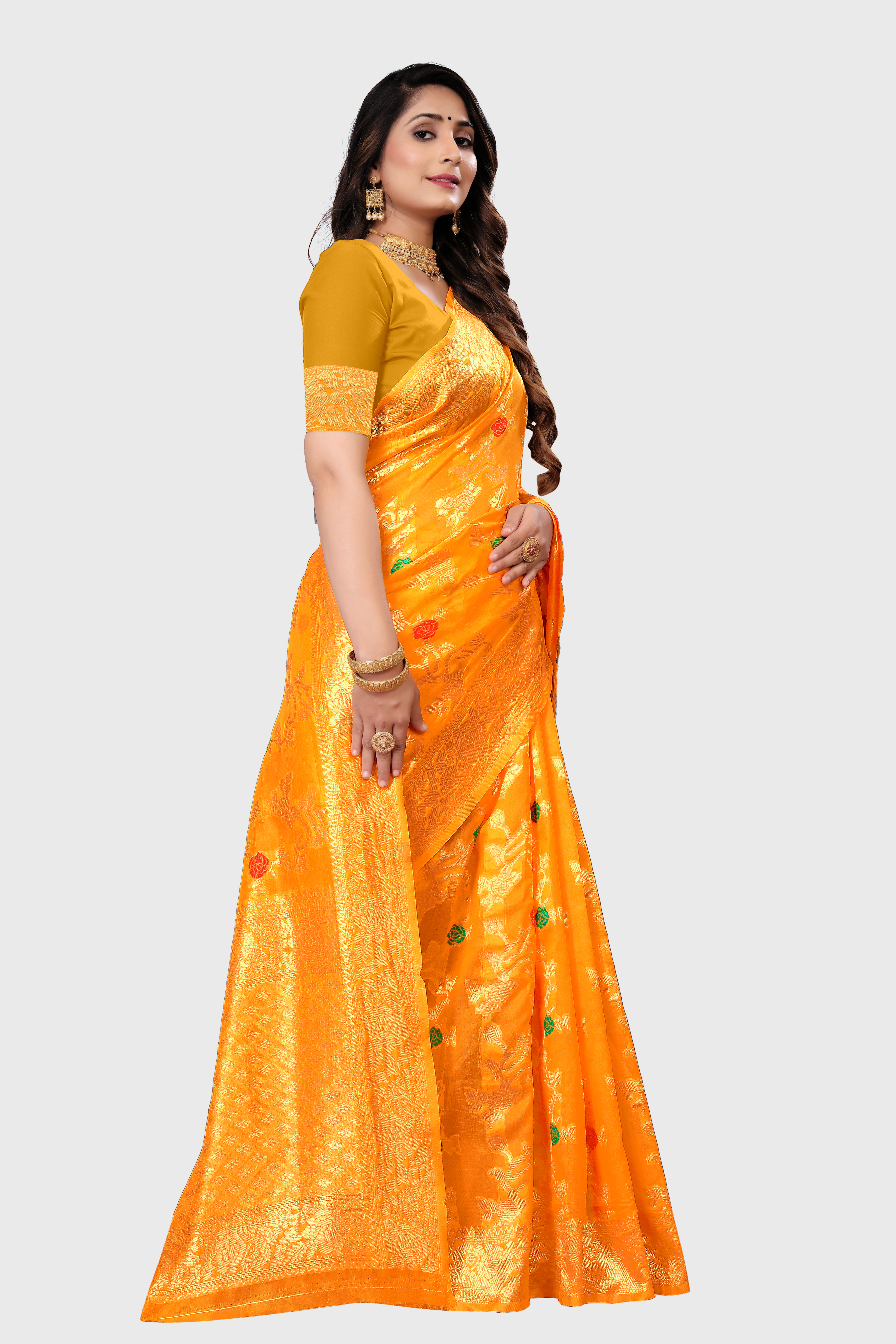 Yellow Color Jacquard Saree