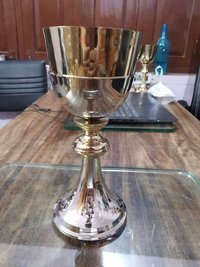 Brass Chalice Antique Engraved With Paten Church Supplies