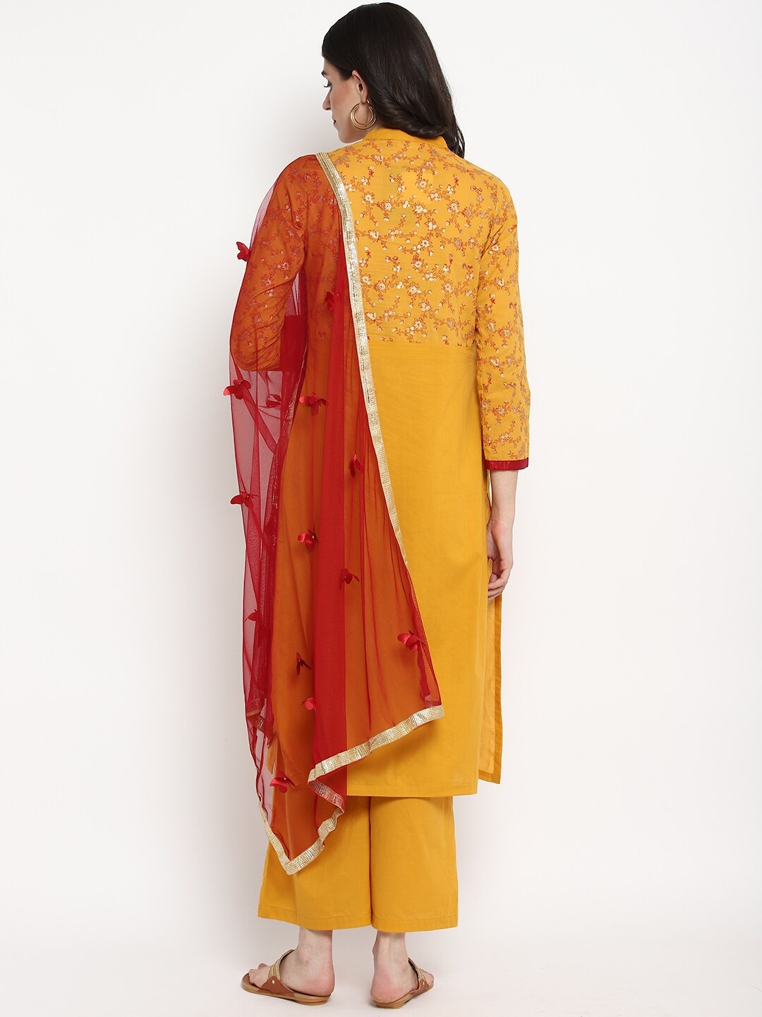 Cotton Kurta And Plazo Dupatta Set