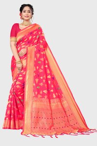 Orange Party Wear Silk Jacquard Saree