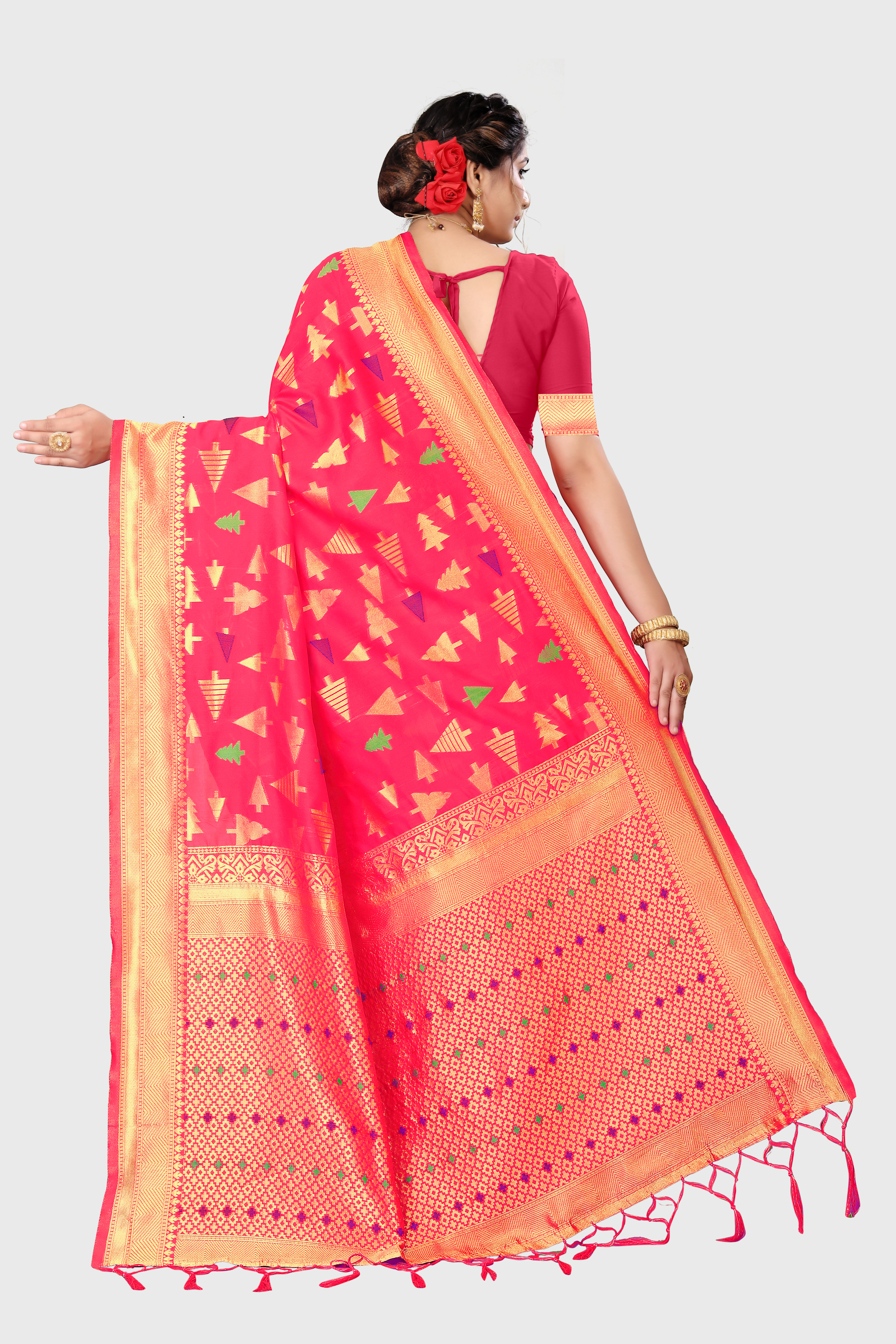 Orange Party Wear Silk Jacquard Saree