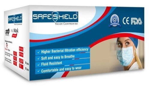 Safeshield Blue Disposable Surgical Face Masks 3 Ply