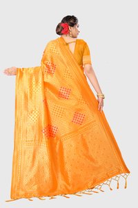 Yellow Jacquard Saris