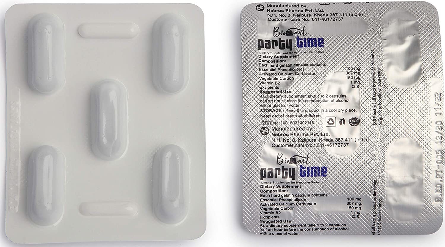 Biomart anti hangover relief party time capsules