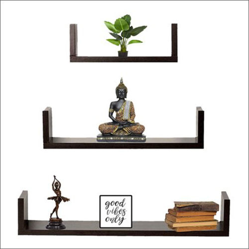 U Floating Shape Wooden Wall Shelves