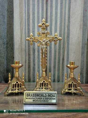 Brass Church Alter Set Of Three With Cross Church Supplies at Best Price in  Moradabad