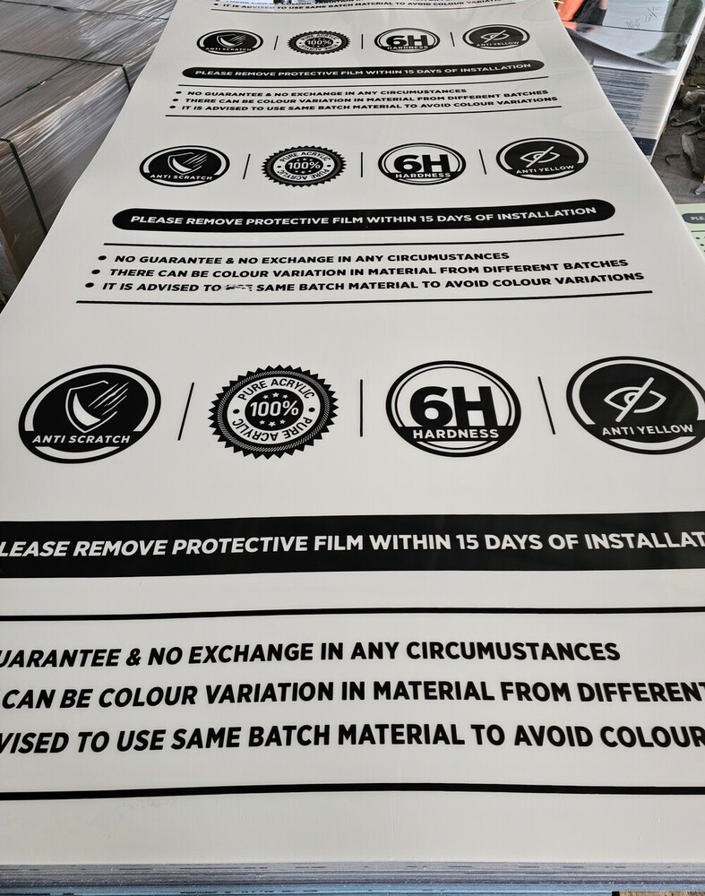 4H 6H Anti Scratch Acrylic Laminates 1220 2440mm Thickness 1.2mm 1.5mm