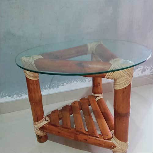 Bamboo Table With Glass Top