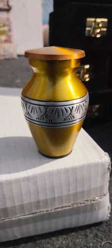 Aluminium Yellow Engraved Keepsake Urn Funeral Supplies