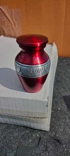 Aluminium Red Keepsake Engraved Urn Funeral Sdupplies