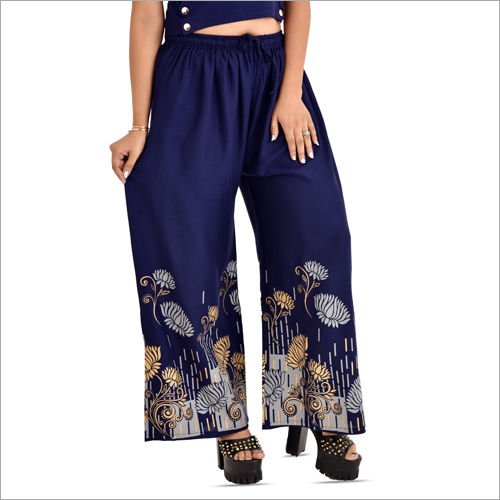 Blue Ladies Floral Printed Palazzo