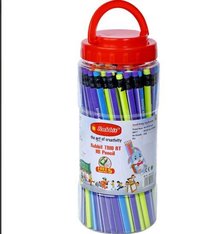 Smarty Jar Pencil Set - 100 Wooden Hb Pencils , Multicolor Design With 5 Free Sharpeners