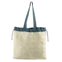 Soft Foldable Drawstring Closure Grocery Bag With Jute Handle