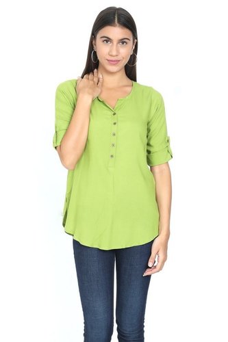 Pista Green Rayon Tops