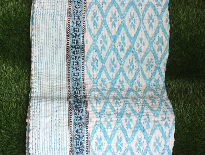 Indian Handmade Printed Soft Kantha Bedcover