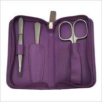 Purple Leather Manicure And Pedicure Case