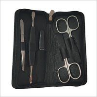 Black Leather Manicure And Pedicure Case