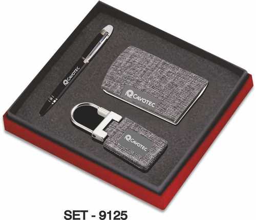 3 pcs Promotional Gift Set ( Leather Premium Keychain, Business card Holder & Pen )
