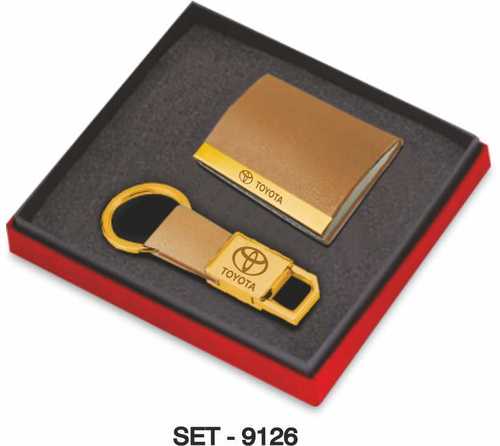 2 pcs Promotional Gift Set ( Leather Premium Keychain & Business card Holder By JOSHUA INDUSTRIES