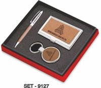 3 pcs Promotional Gift Set ( Leather Pen, Premium Keychain & Business card Holder)