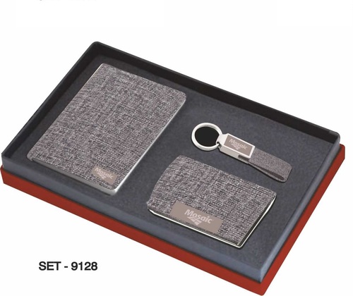 3 pcs Promotional Gift Set ( Leather Premium Keychain, Business card Holder & Corporate Diary) )