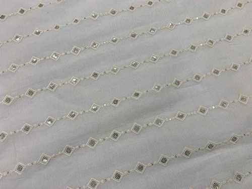 Embroidery Mull Cotton - Embroidered Lining Design with Thread and Sequence, Exceptionally Soft, Lightweight, Washable in Various Colors & Custom Length