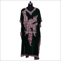 Ladies Fine Embroidery Kaftans - Georgette, Full Sleeves, Black | Breathable, No Fade, Washable, Trendy Summer Wear