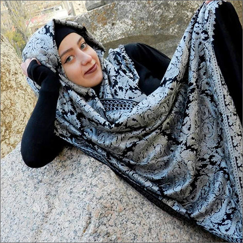 Black Ari Embroidery Soft Woolen Shawls